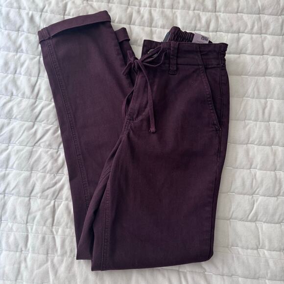 NEW PAIGE Women's Christy Off Duty High Rise Tapered Pant in Vintage Deep Berry - Picture 2 of 8